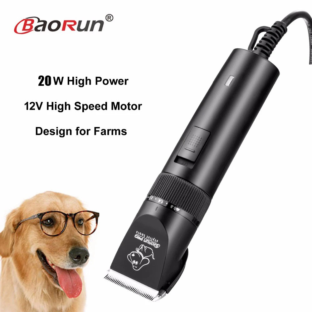 20W High Power Professional Pet Hair Trimmer - Dog, Cat, Animal Grooming Clipper Shaver