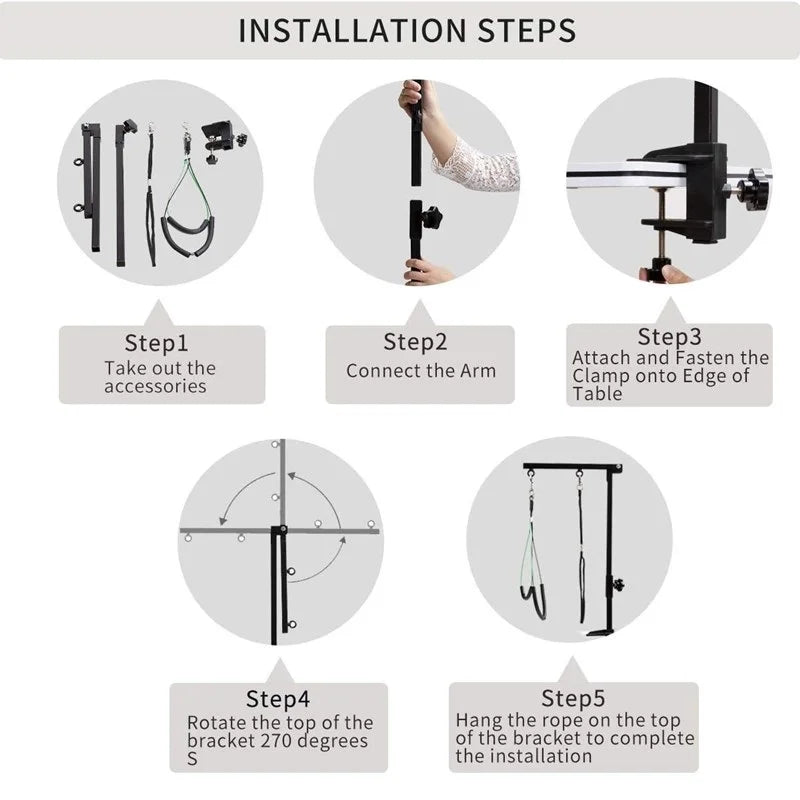 Adjustable Foldable Pet Grooming Table Arm with Sling - Image 8