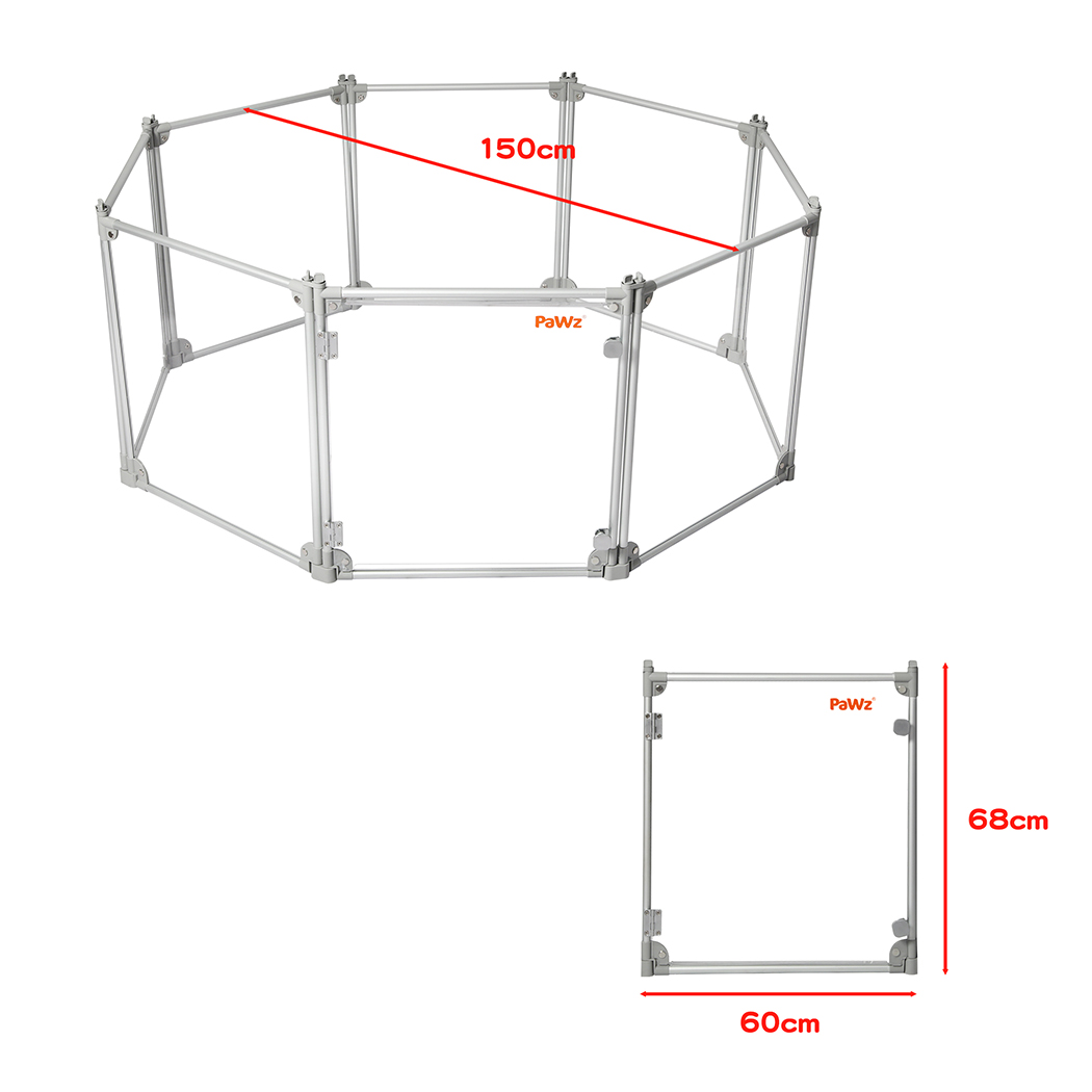 Pawz Pet Playpen Transparent Acrylic Clear Folding Dog Fence Kennel 8 Panel - Image 3