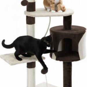 CARLA HOME 140cm Cat Tree for Indoor Cats with Plush Perch, Sisal Scratching Posts & Condo for Kittens & Adult Cats (Beige)