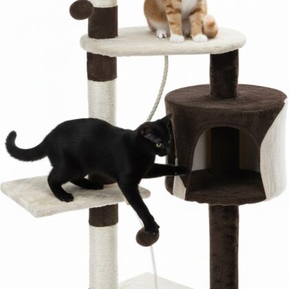 CARLA HOME 140cm Cat Tree for Indoor Cats with Plush Perch, Sisal Scratching Posts & Condo for Kittens & Adult Cats (Beige)
