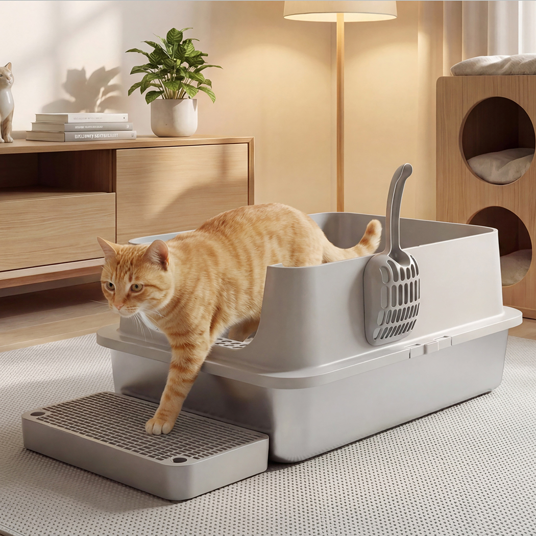 Pawz Stainless Steel Cats Litter Box Hooded High Enclosed Large Kitty Toilet - Image 8