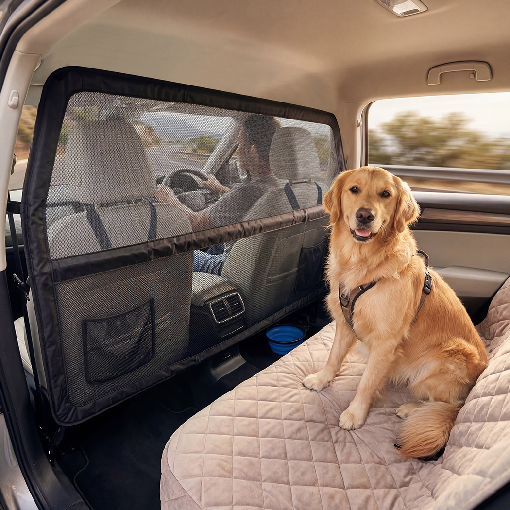 Pawz Dog Car Barrier Guard Back Seat Safety Protector Mesh Net Pet Large Divider - Image 8