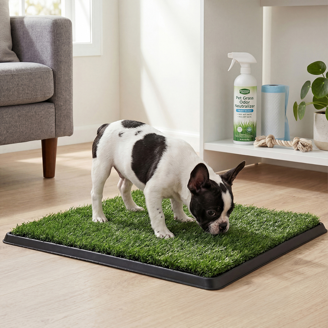Pawz Dog Potty Tray with Grass Mat Washable Puppy Portable Training Toilet - Image 8