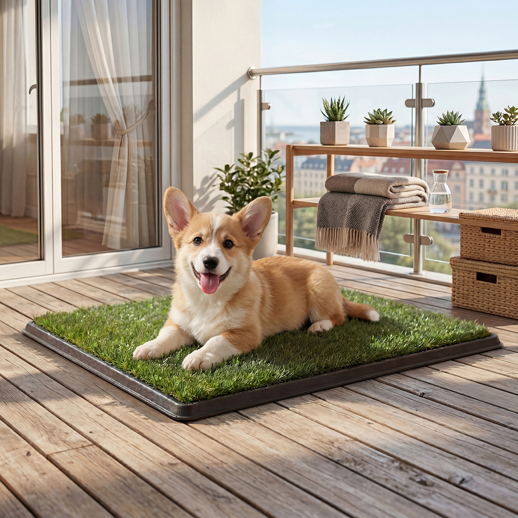 Pawz Dog Potty Tray with Grass Mat Washable Puppy Portable Training Toilet - Image 7