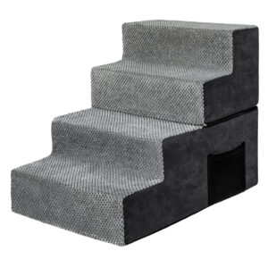Pawz 4 Steps Pet Stairs Dog Ramp High Density Foam Grey