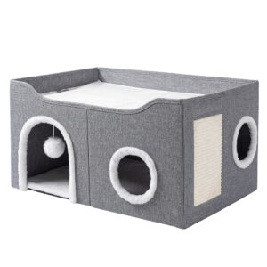 Pawz Foldable Cat House Cave Bed Hideaway Interactive Nest Scratching Board