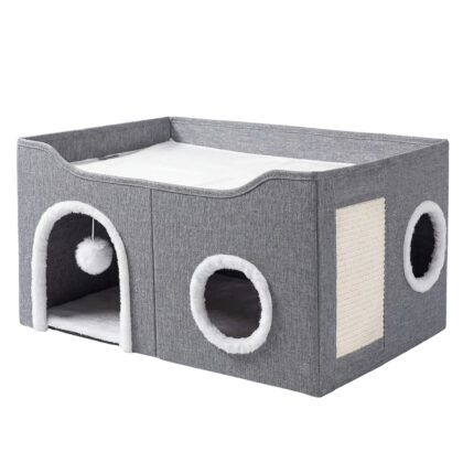 Pawz Foldable Cat House Cave Bed Hideaway Interactive Nest Scratching Board