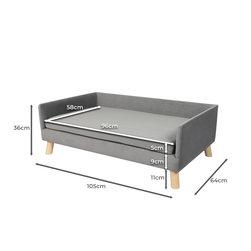 PaWz Pet Sofa Bed Dog Warm Soft Lounge Grey - Image 3