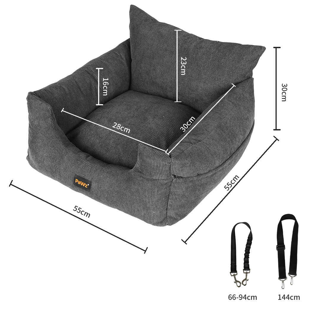 PaWz Pet Car Booster Seat Dog Protector M Grey Medium - Image 3