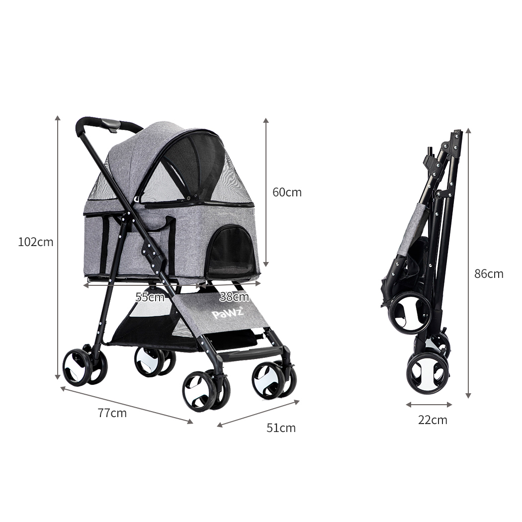 PaWz Large Pet Stroller Dog Cat Travel Grey - Image 3