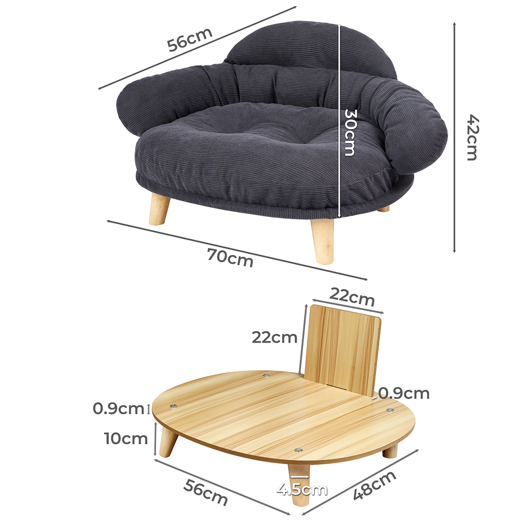 Pawz Elevated Pet Dog Cat Sofa Bed Couch XL Size Grey - Image 3