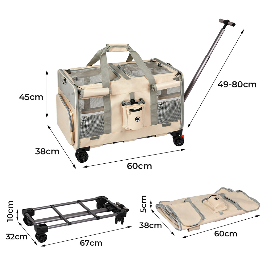 Pawz Pet Carrier 4 Wheel Portable Rolling Foldable - Image 3