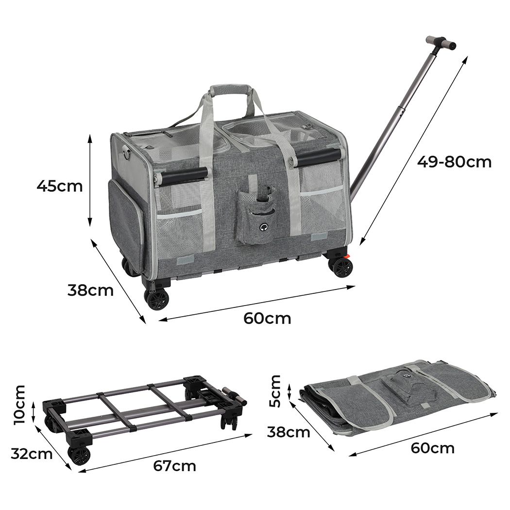 Pawz Pet Carrier 4 Wheel Portable Rolling Foldable - Image 3