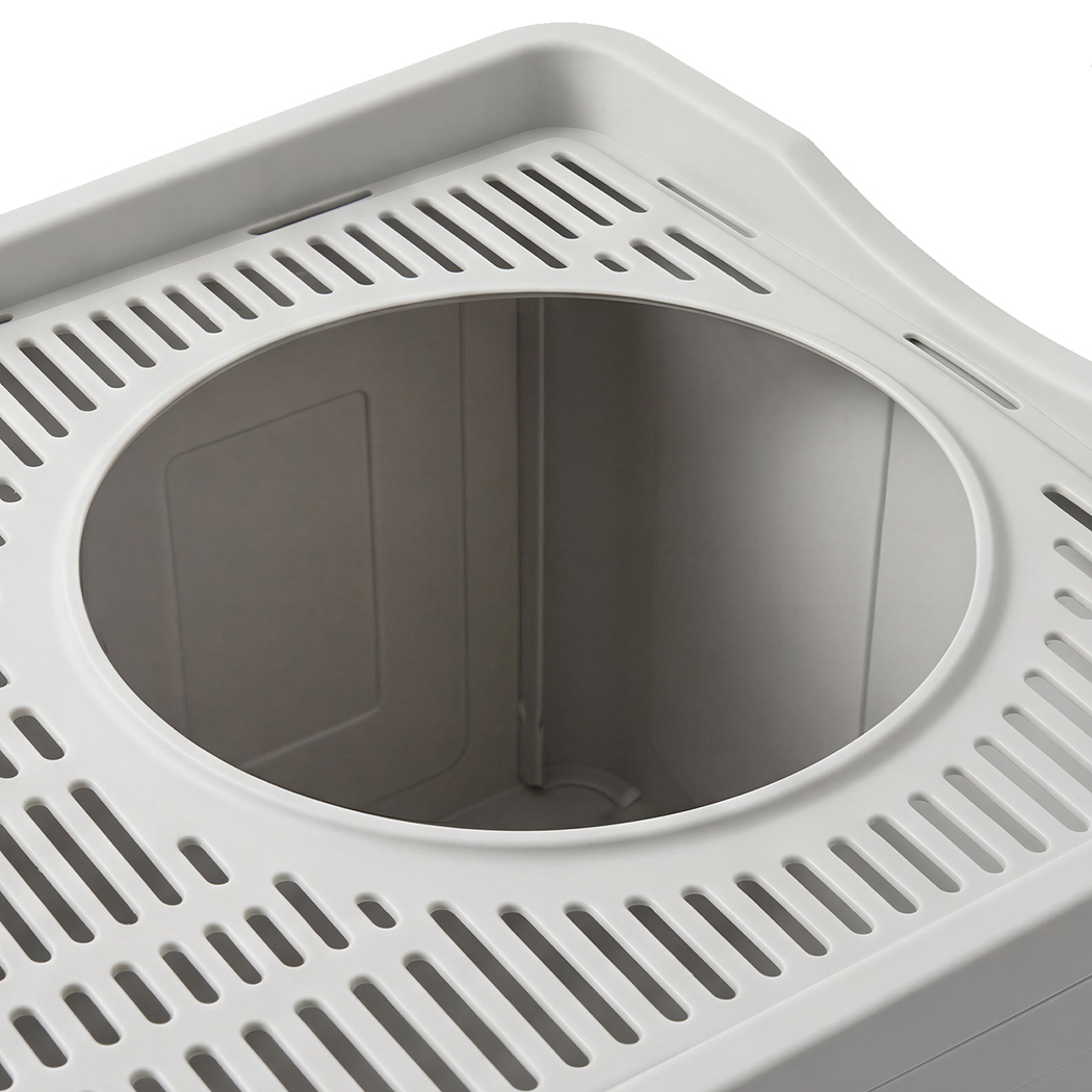 Pawz Large Cat Litter Box Foldable Top Entry Covered Litter Tray Scoop Grey - Image 4