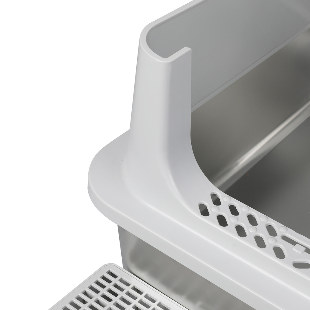 Pawz Stainless Steel Cats Litter Box Hooded High Enclosed Large Kitty Toilet - Image 5