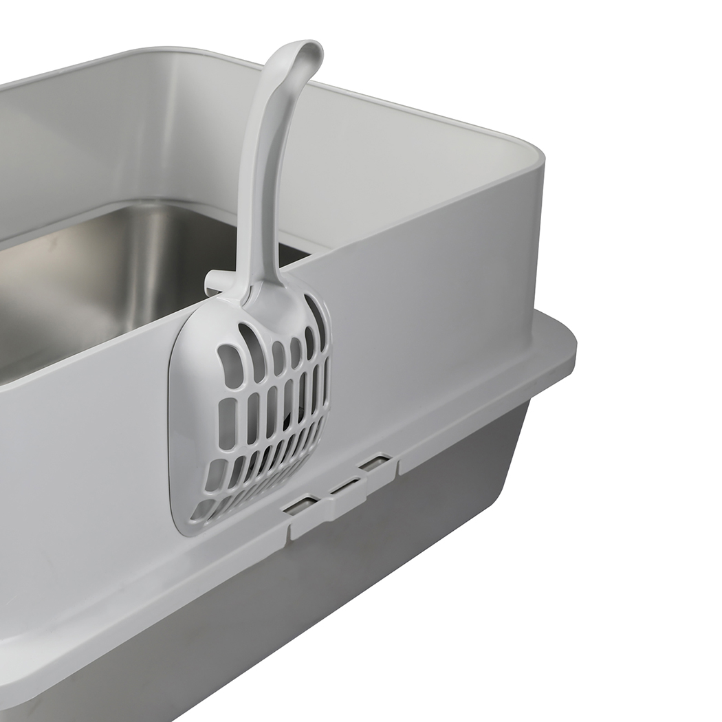 Pawz Stainless Steel Cats Litter Box Hooded High Enclosed Large Kitty Toilet - Image 6