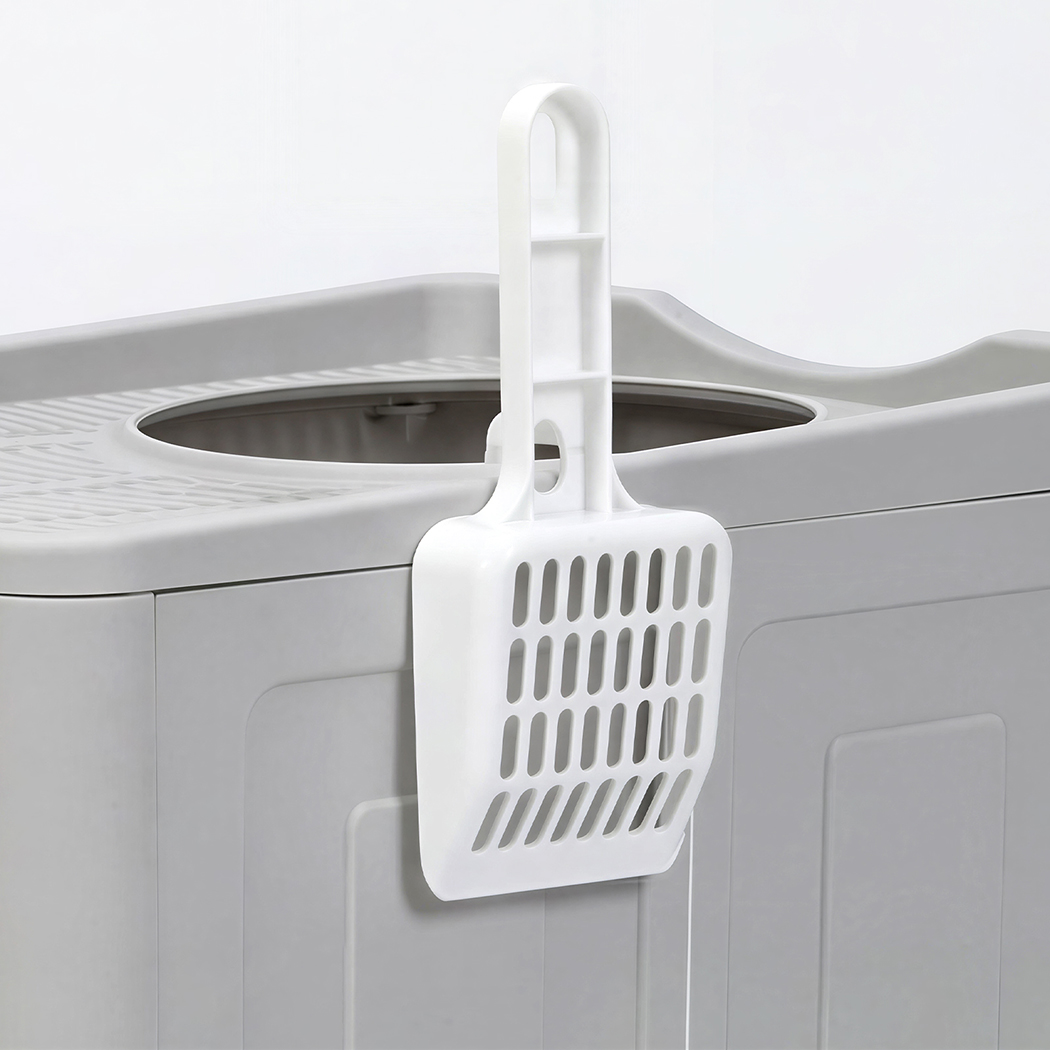 Pawz Large Cat Litter Box Foldable Top Entry Covered Litter Tray Scoop Grey - Image 6